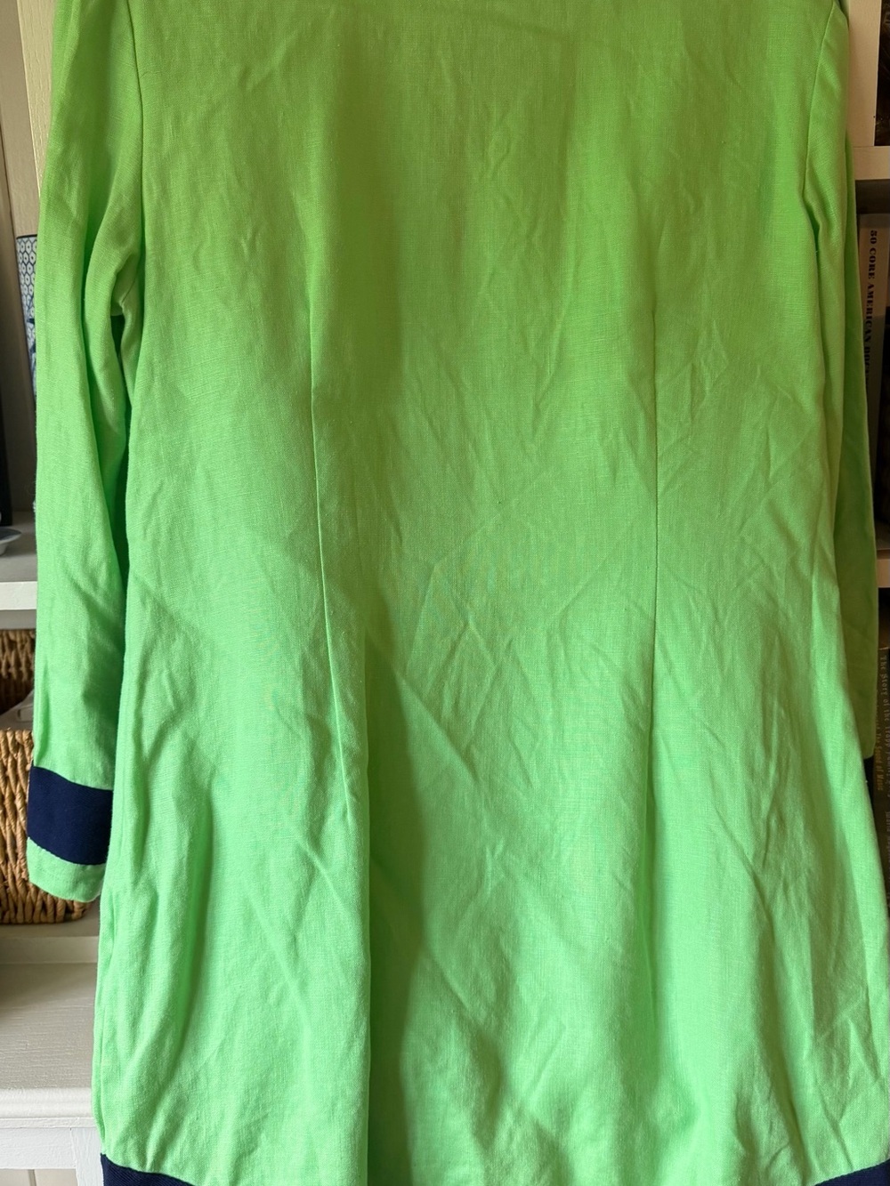 Sail to Sable Lime Green and Navy Long Sleeve Dress - Picture 2 of 4